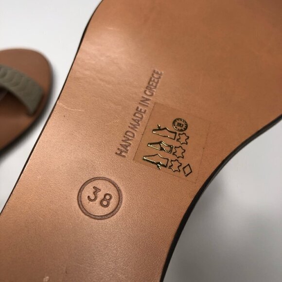 NEW Ancient Greek Leather Sandals Taupe Cream Snake Print Wedge Sandals - Picture 12 of 16